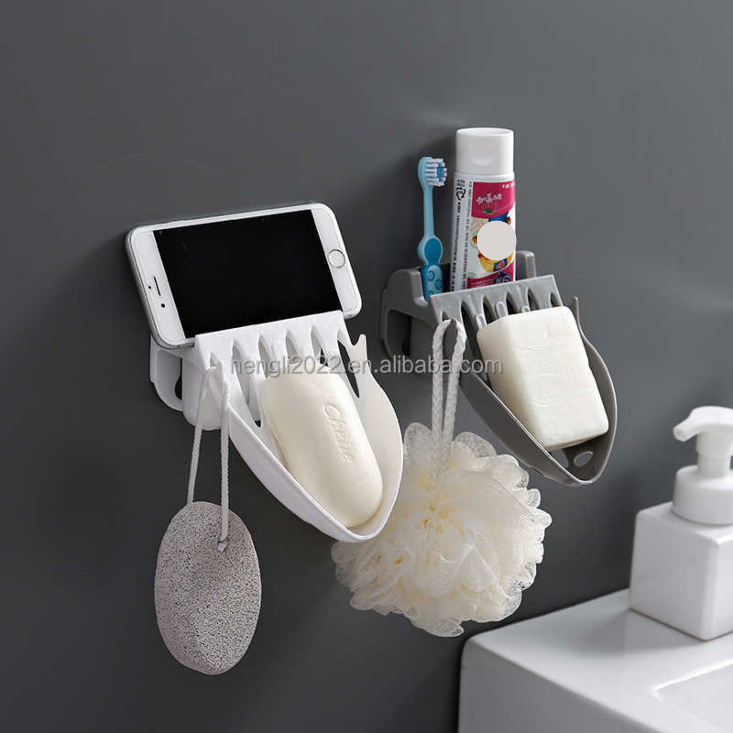 Leaf Shape Self-Draining Soap Dish Holder – 2 Pcs Set