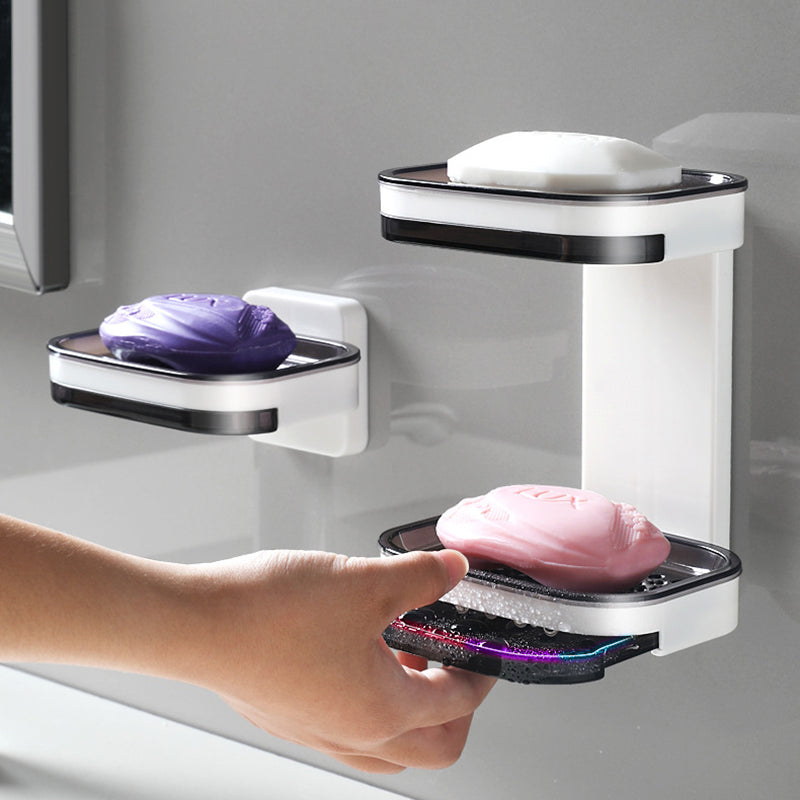 Wall-Mounted Black 2-Layer Soap Dish
