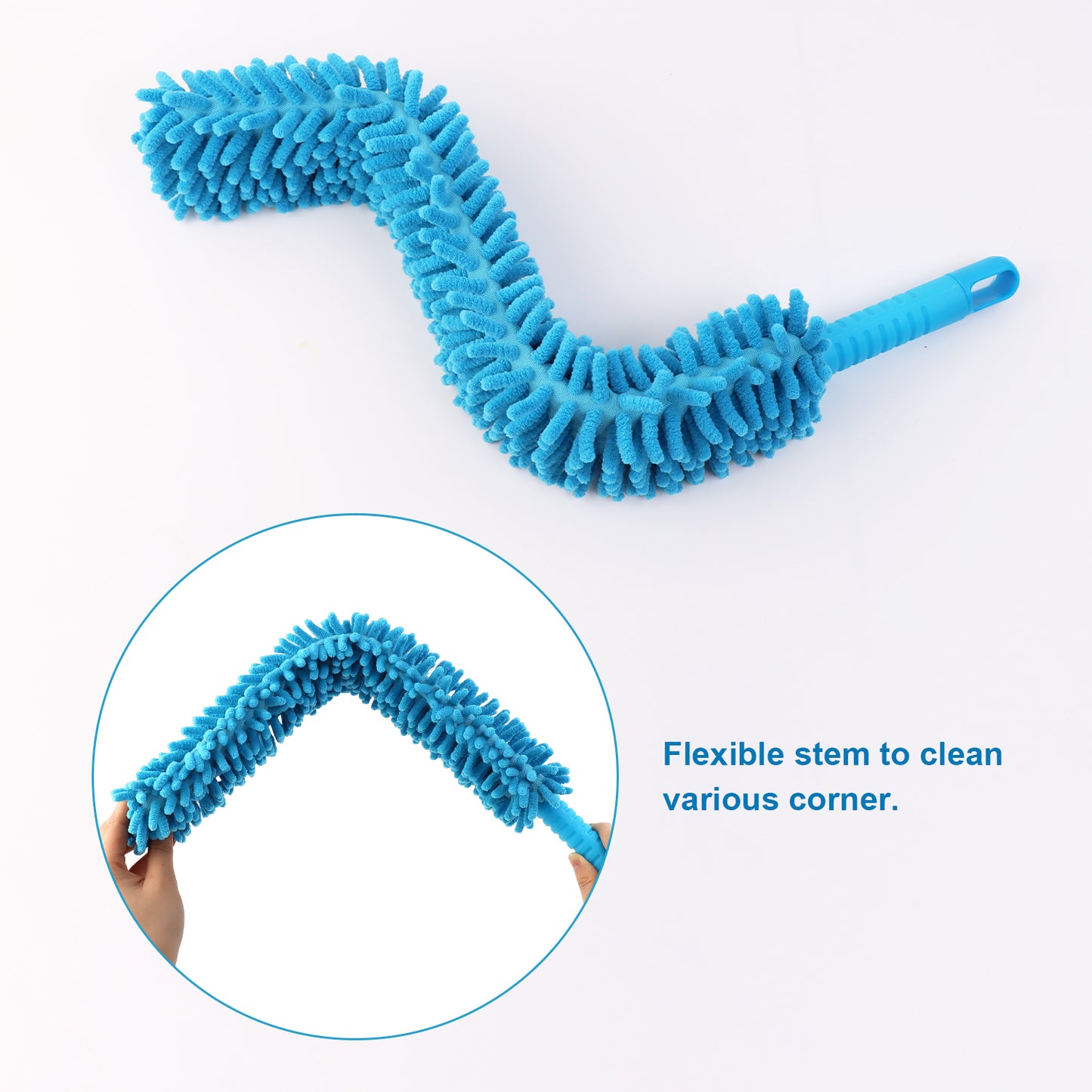 Microfiber Flexible Fan Duster with Telescopic Stainless Steel Handle