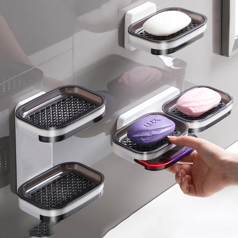 Wall-Mounted Black 2-Layer Soap Dish