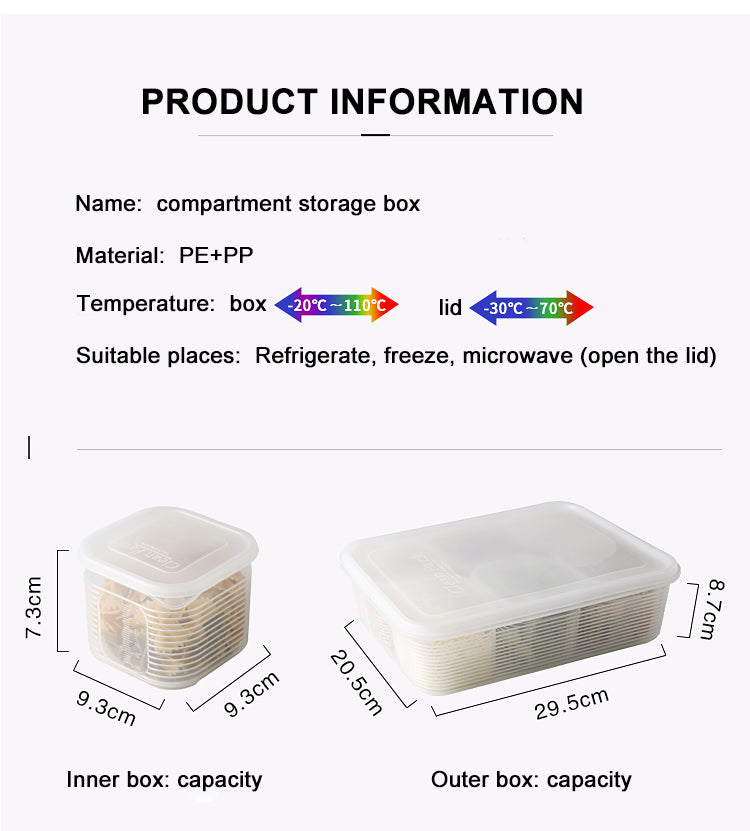 6 Grid Fridge Organizer Vegetable & Fruit Storage Box