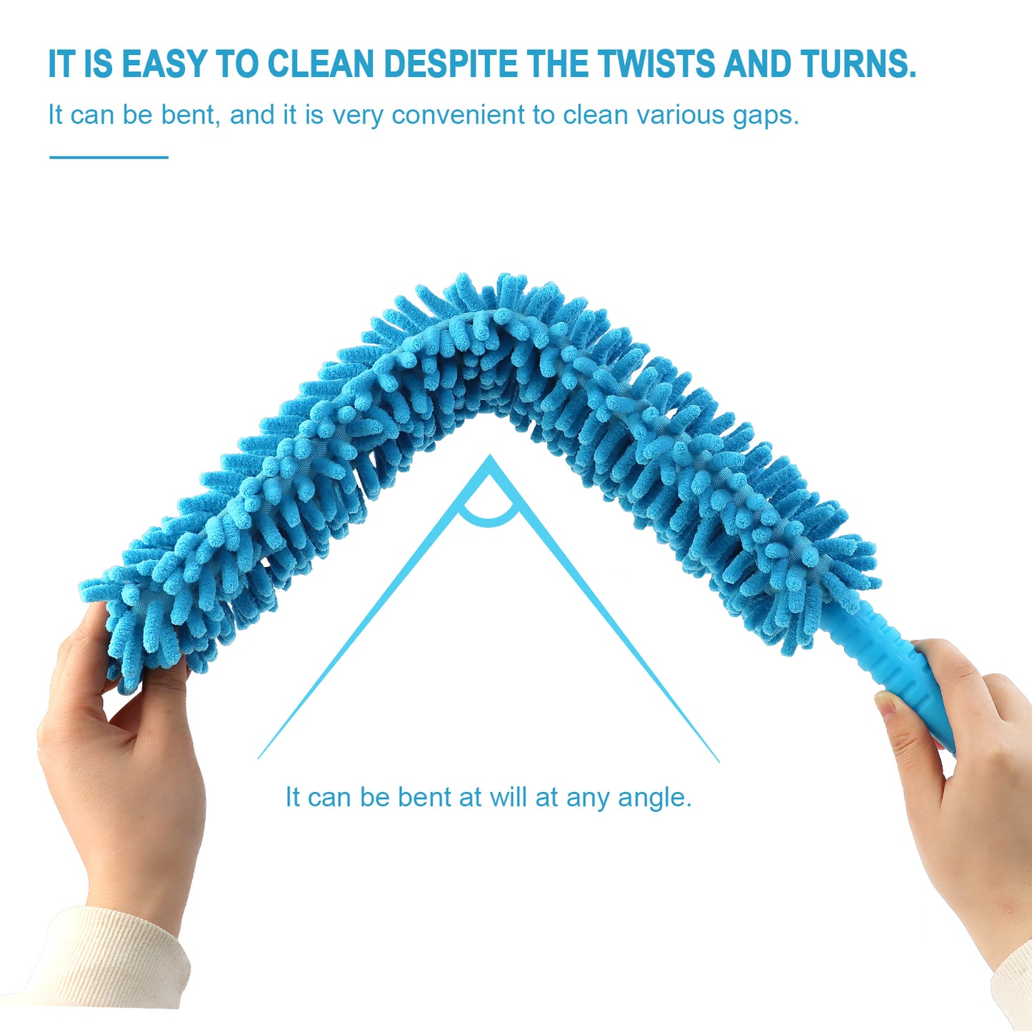Microfiber Flexible Fan Duster with Telescopic Stainless Steel Handle