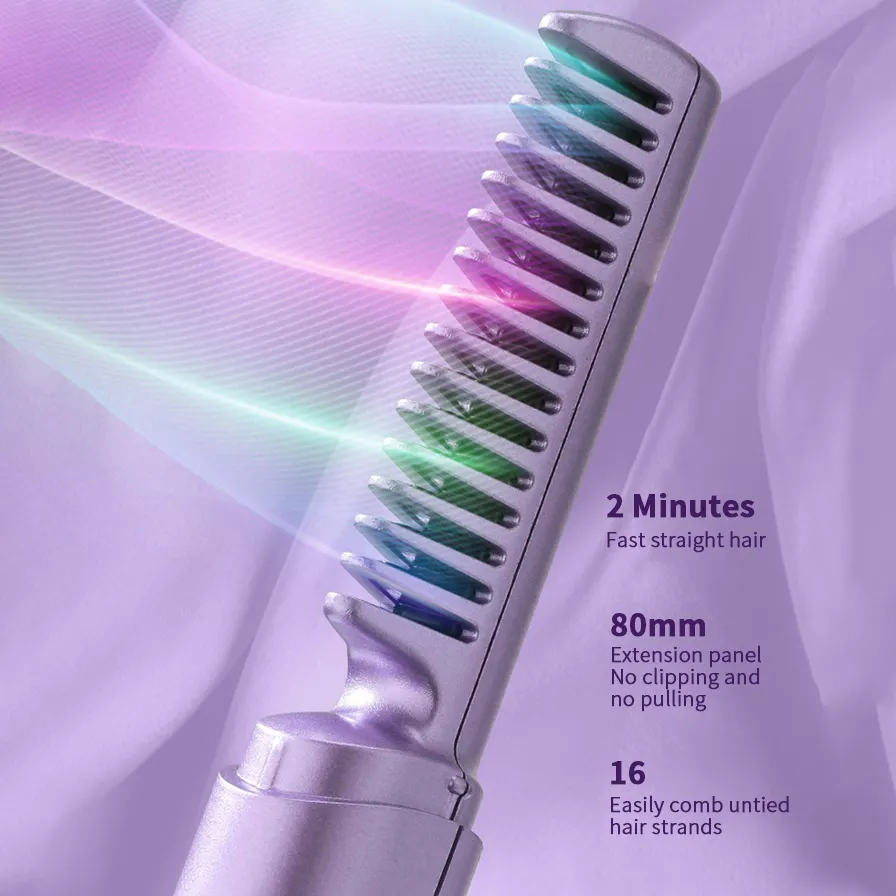 Portable Mini USB Hair Straightener Comb – 2-in-1 Wireless Rechargeable