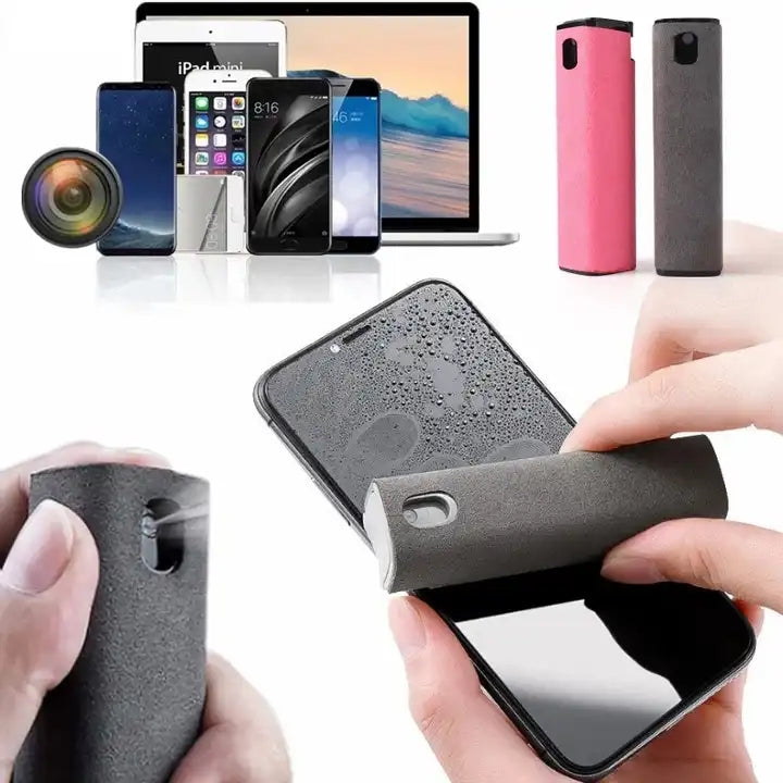 All-in-One Portable 2-in-1 Screen Cleaner Spray with Microfiber Cloth