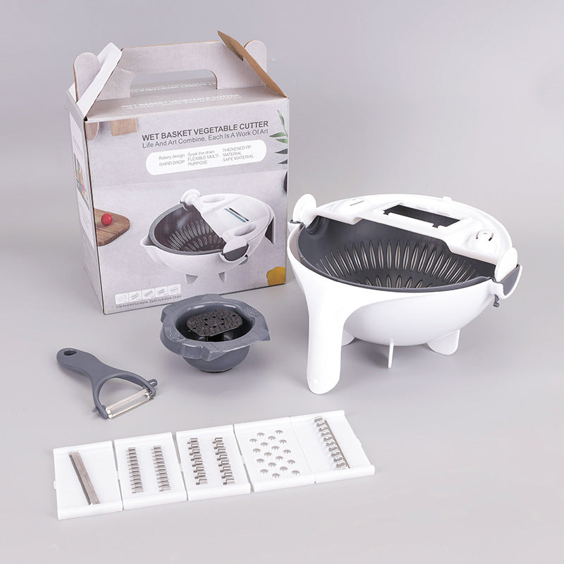 Rotatable Vegetable Cutter with Drain Basket
