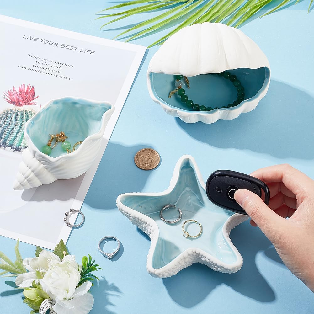 Conch Shell Shaped Ceramic Jewelry Tray