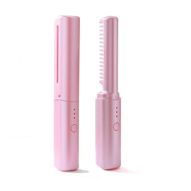 Portable Mini USB Hair Straightener Comb – 2-in-1 Wireless Rechargeable