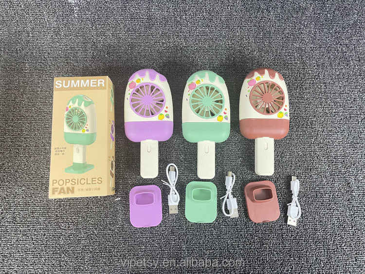 3 Speed Rechargeable Ice Cream Mini Hand Fan