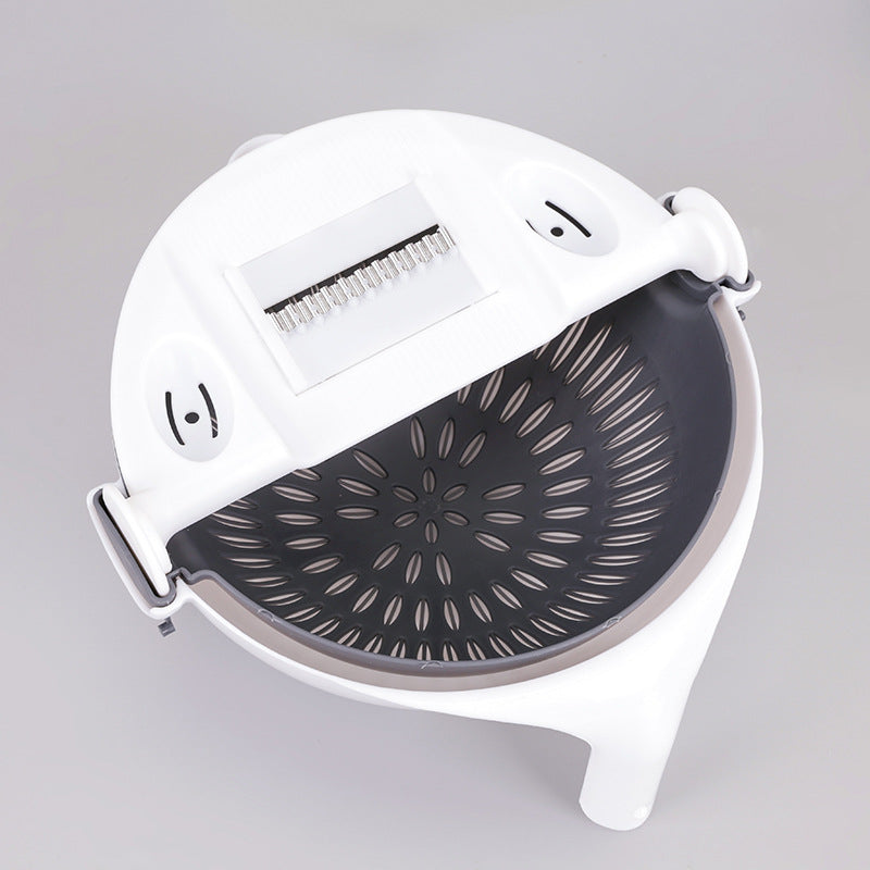 Rotatable Vegetable Cutter with Drain Basket