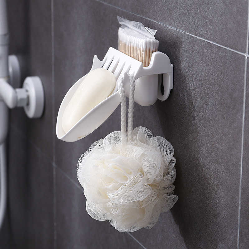 Leaf Shape Self-Draining Soap Dish Holder – 2 Pcs Set