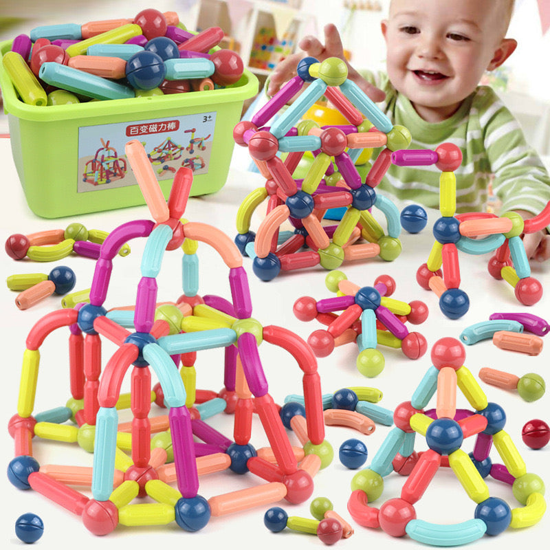 Magnetic 3D Kids Blocks Toy Set – 3D Magnetic Sticks and Balls