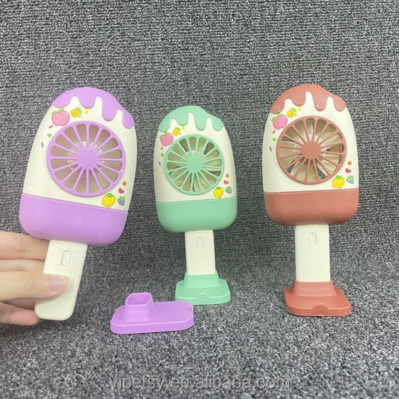 3 Speed Rechargeable Ice Cream Mini Hand Fan