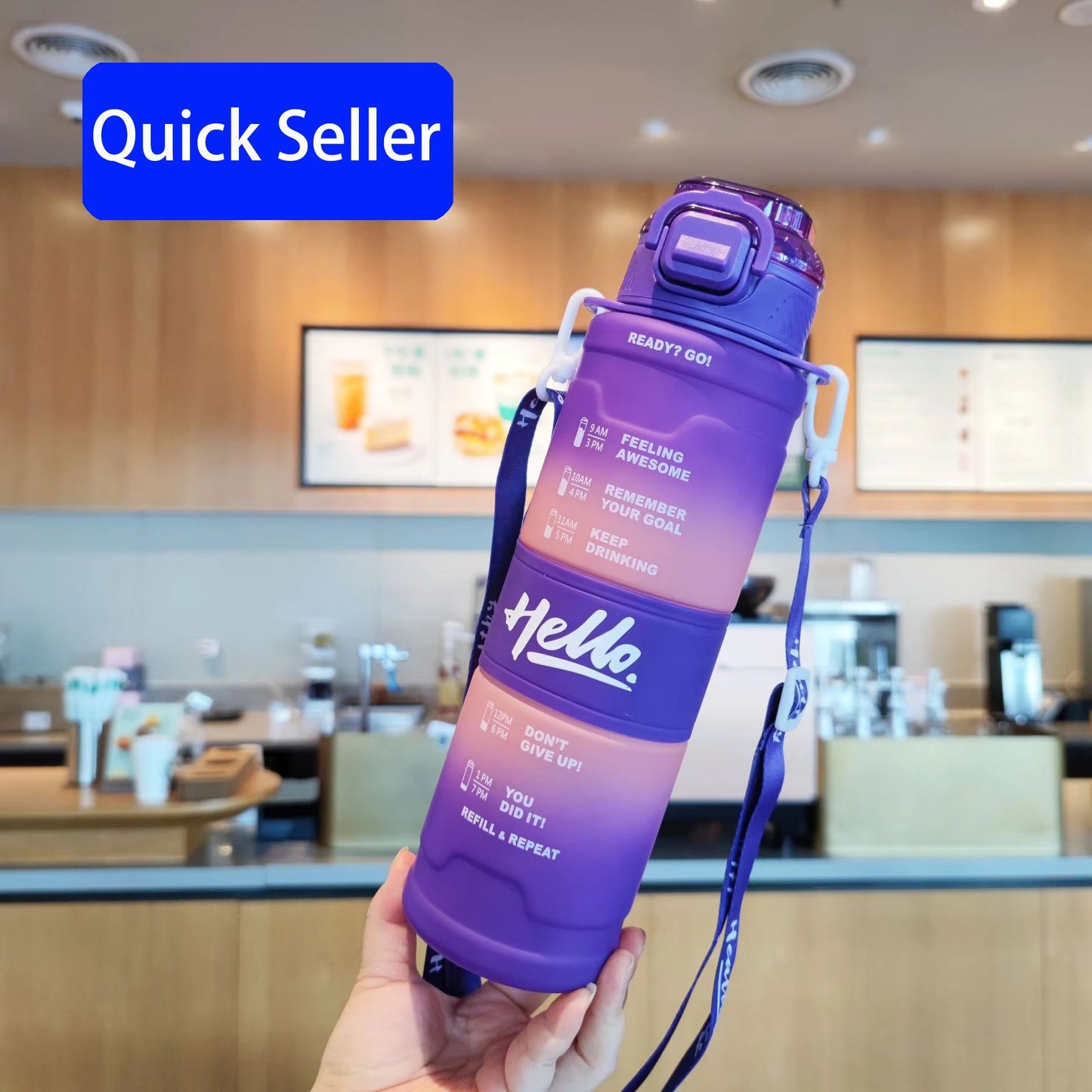 Hello - 1000ML Gradient Matte Sports Water Bottle