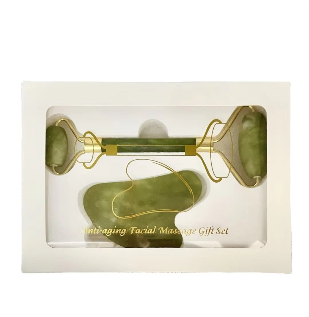 Marble Jade Roller with Gua Sha Stone