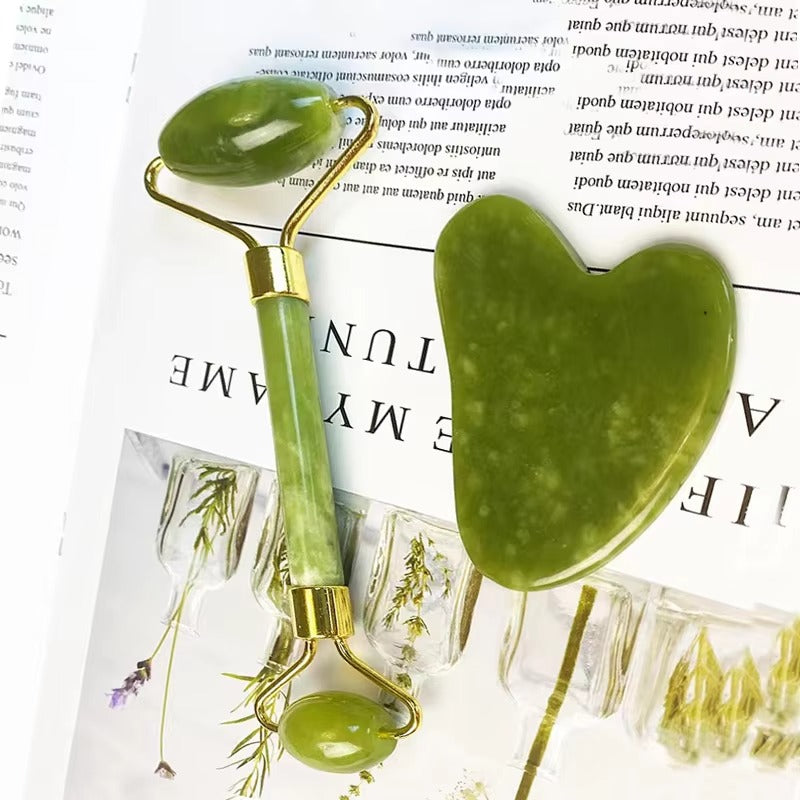 Marble Jade Roller with Gua Sha Stone