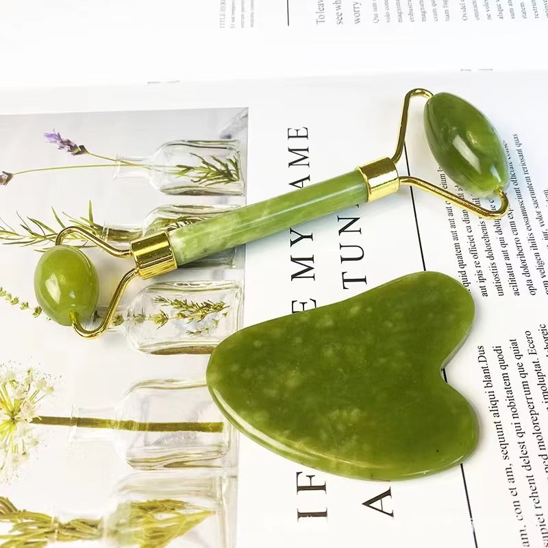 Marble Jade Roller with Gua Sha Stone