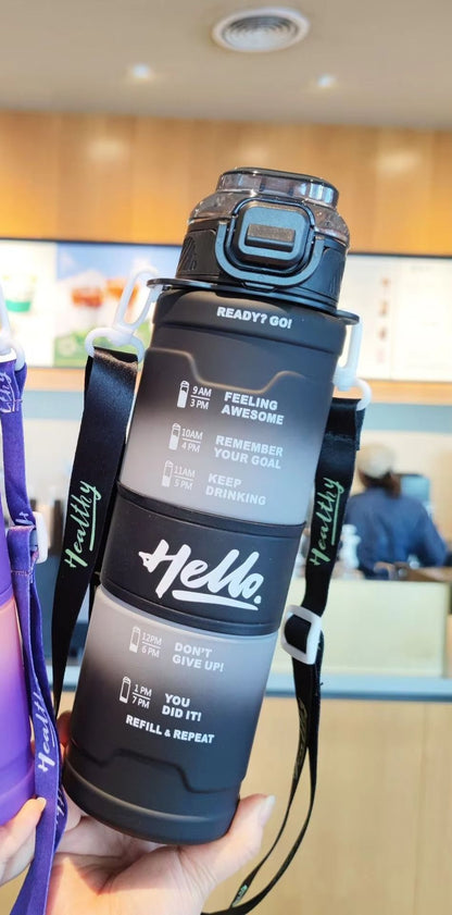 Hello - 1000ML Gradient Matte Sports Water Bottle