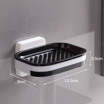 Wall-Mounted Black 2-Layer Soap Dish