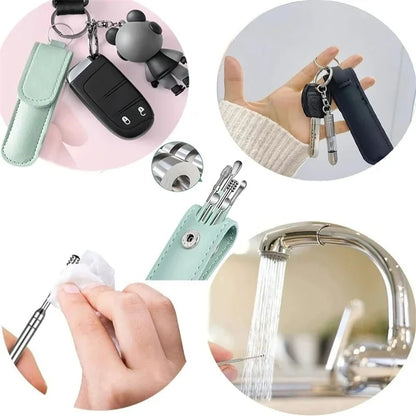 Ear Wax Cleaning Tool Kit – 6 Pcs Stainless Steel Earpick Set with Leather Pouch