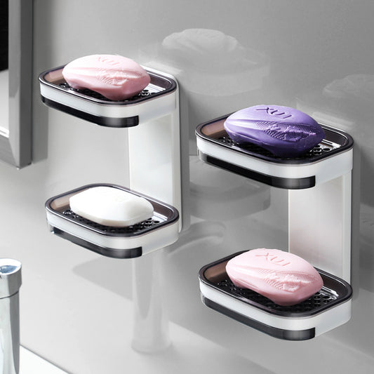 Wall-Mounted Black 2-Layer Soap Dish