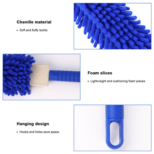 Microfiber Flexible Fan Duster with Telescopic Stainless Steel Handle