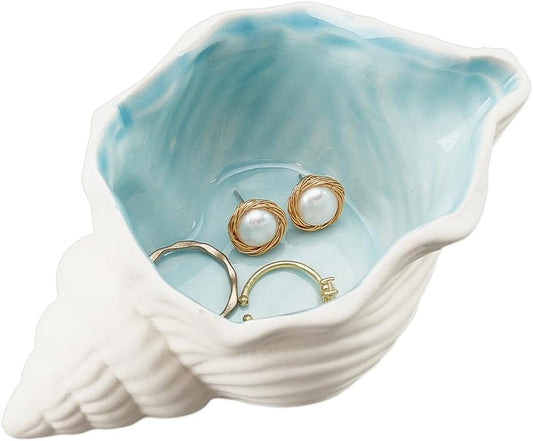 Conch Shell Shaped Ceramic Jewelry Tray
