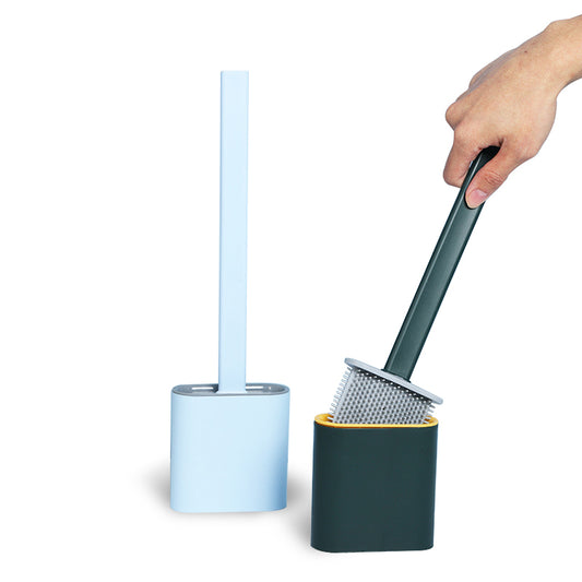 Silicone Toilet Cleaning Brush with Soft Rubber Bristles & Holder