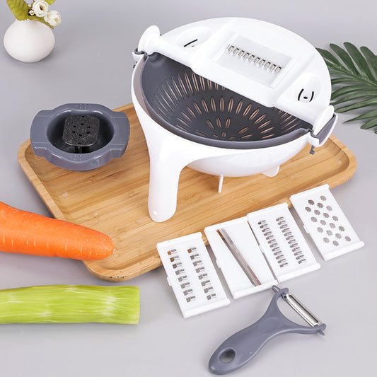 Rotatable Vegetable Cutter with Drain Basket