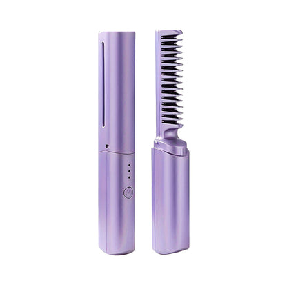 Portable Mini USB Hair Straightener Comb – 2-in-1 Wireless Rechargeable