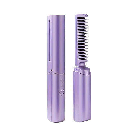 Portable Mini USB Hair Straightener Comb – 2-in-1 Wireless Rechargeable