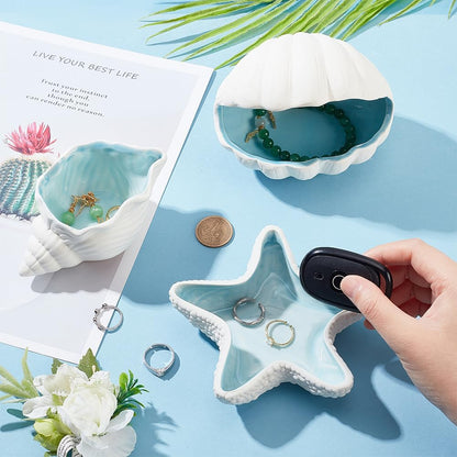 Conch Shell Shaped Ceramic Jewelry Tray