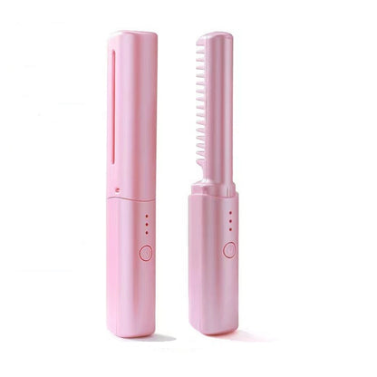 Portable Mini USB Hair Straightener Comb – 2-in-1 Wireless Rechargeable