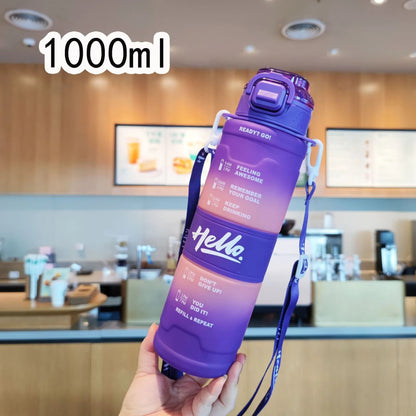 Hello - 1000ML Gradient Matte Sports Water Bottle