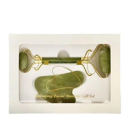 Marble Jade Roller with Gua Sha Stone