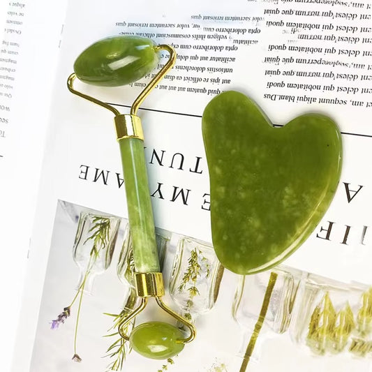 Marble Jade Roller with Gua Sha Stone