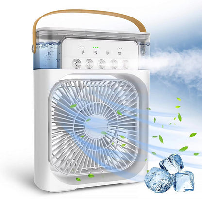 Mini Air Cooler Fan – Rechargeable Cooling Fan with Mist & LED Light