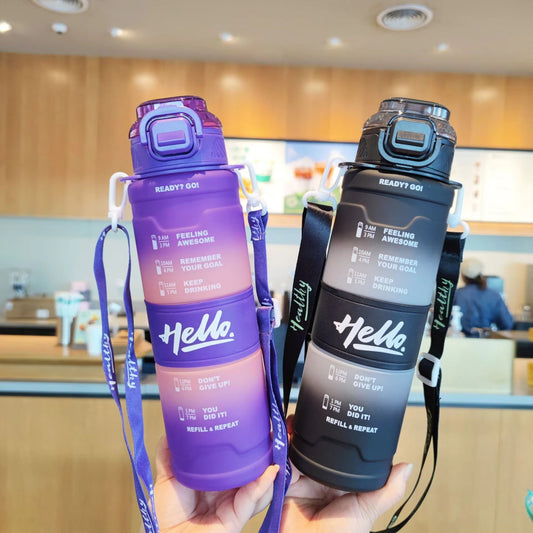 Hello - 1000ML Gradient Matte Sports Water Bottle